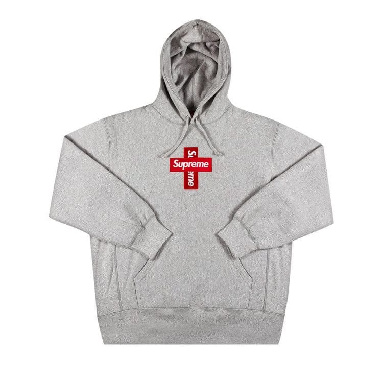 Supreme Cross Box Logo Hoodie Heather Grey