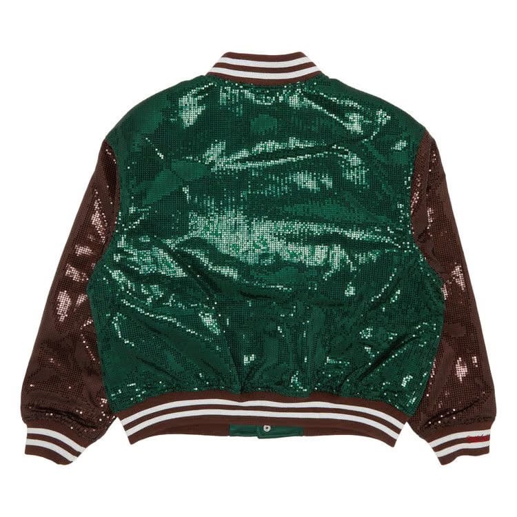 Supreme x Mitchell & Ness Sequin Varsity Jacket Green