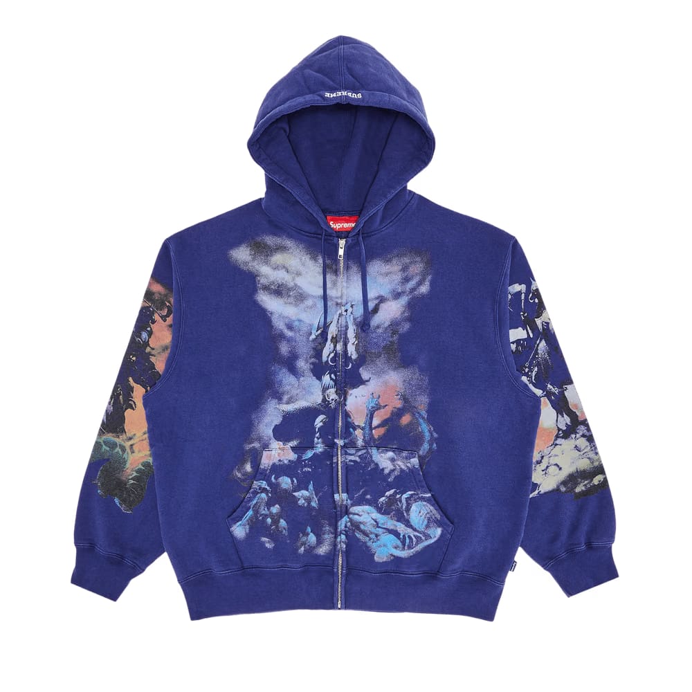 Supreme x Frank Frazetta Zip Up Hoodie Washed Navy