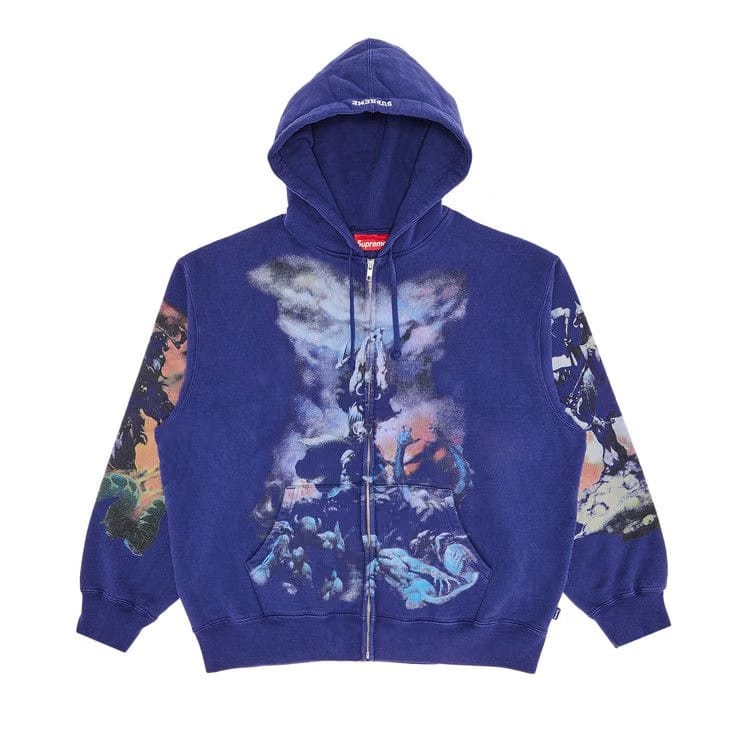 Supreme x Frank Frazetta Zip Up Hoodie Washed Navy