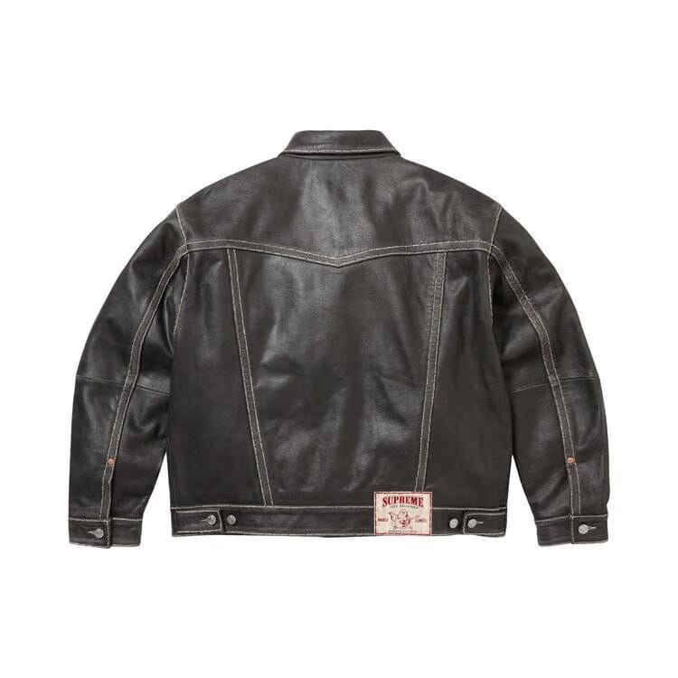 Supreme x True Religion Leather Trucker Jacket Black