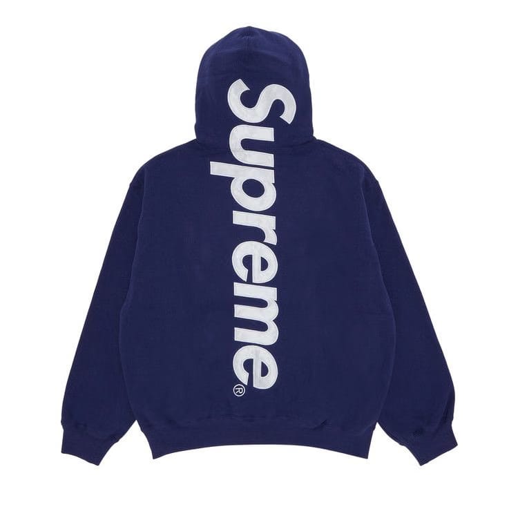 Supreme Satin Appliqué Hoodie Washed Navy