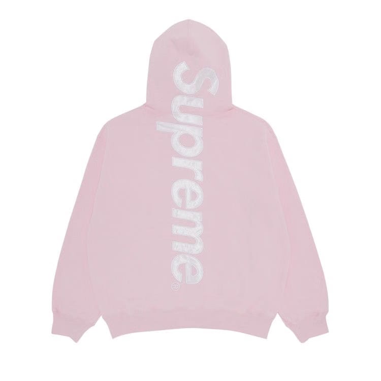 Supreme Satin Appliqué Hoodie Light Pink