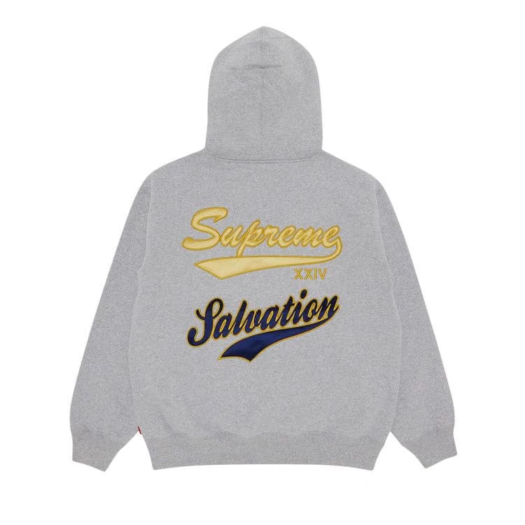 Supreme Salvation Zip Up Hoodie Heather Grey