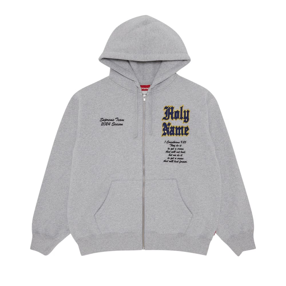 Supreme Salvation Zip Up Hoodie Heather Grey