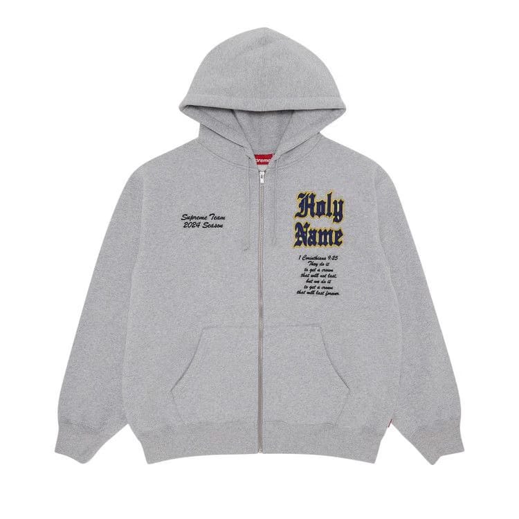 Supreme Salvation Zip Up Hoodie Heather Grey