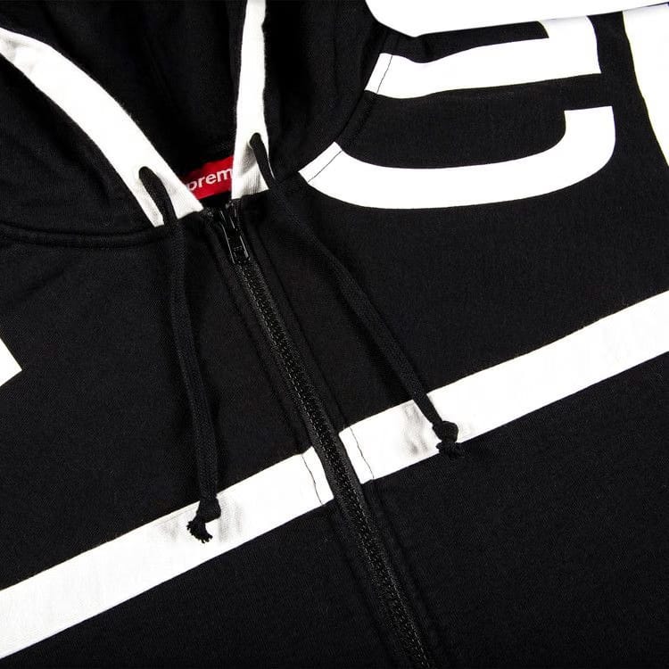 Supreme Big Logo Paneled Zip Up Hoodie Black