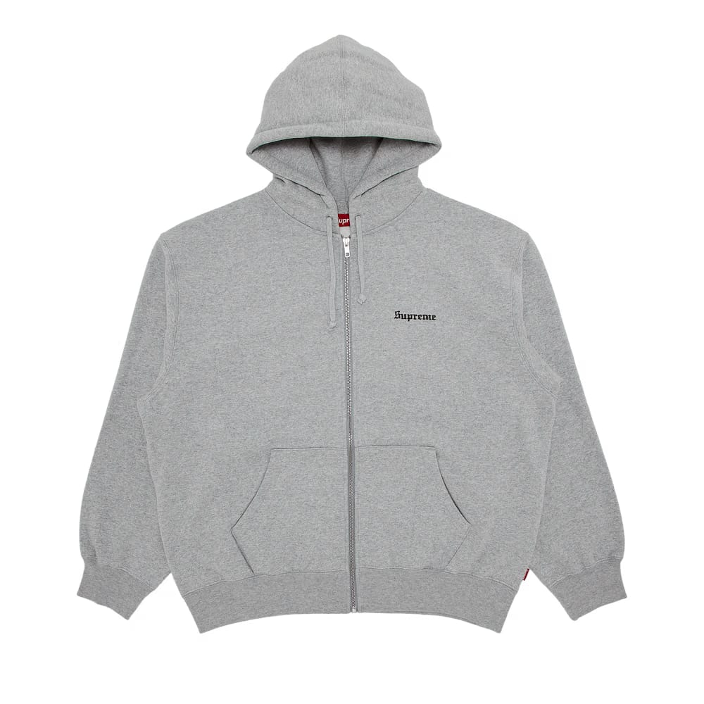 Supreme Crest Zip Up Hoodie Heather Grey