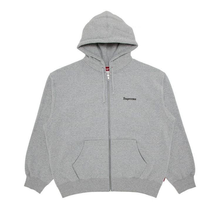 Supreme Crest Zip Up Hoodie Heather Grey