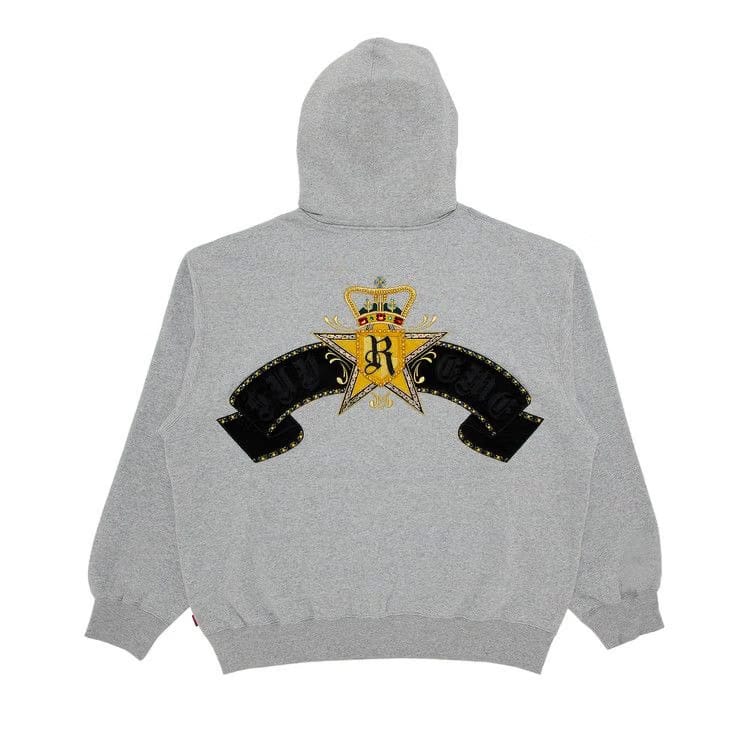 Supreme Crest Zip Up Hoodie Heather Grey