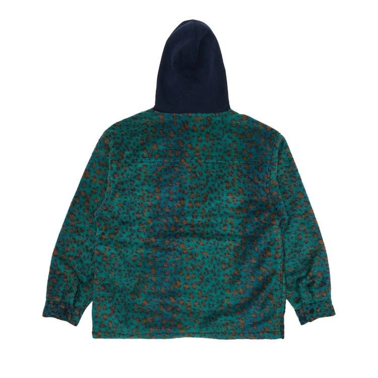 Supreme Fleece Zip Hooded Shirt Teal Leopard