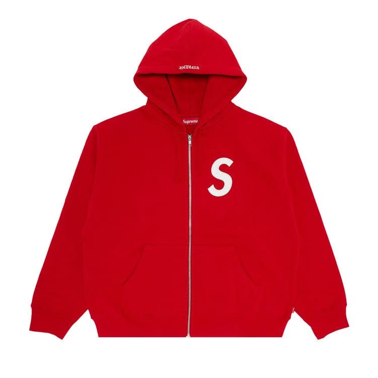 Supreme S Logo Zip Up Hoodie Red