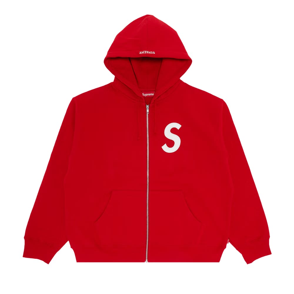 Supreme S Logo Zip Up Hoodie Red