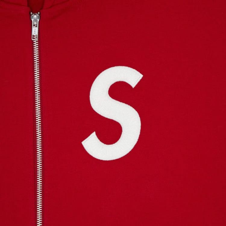 Supreme S Logo Zip Up Hoodie Red