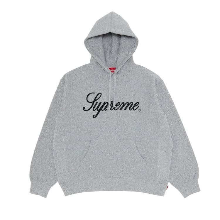 Supreme Raised Script Hoodie Heather Grey