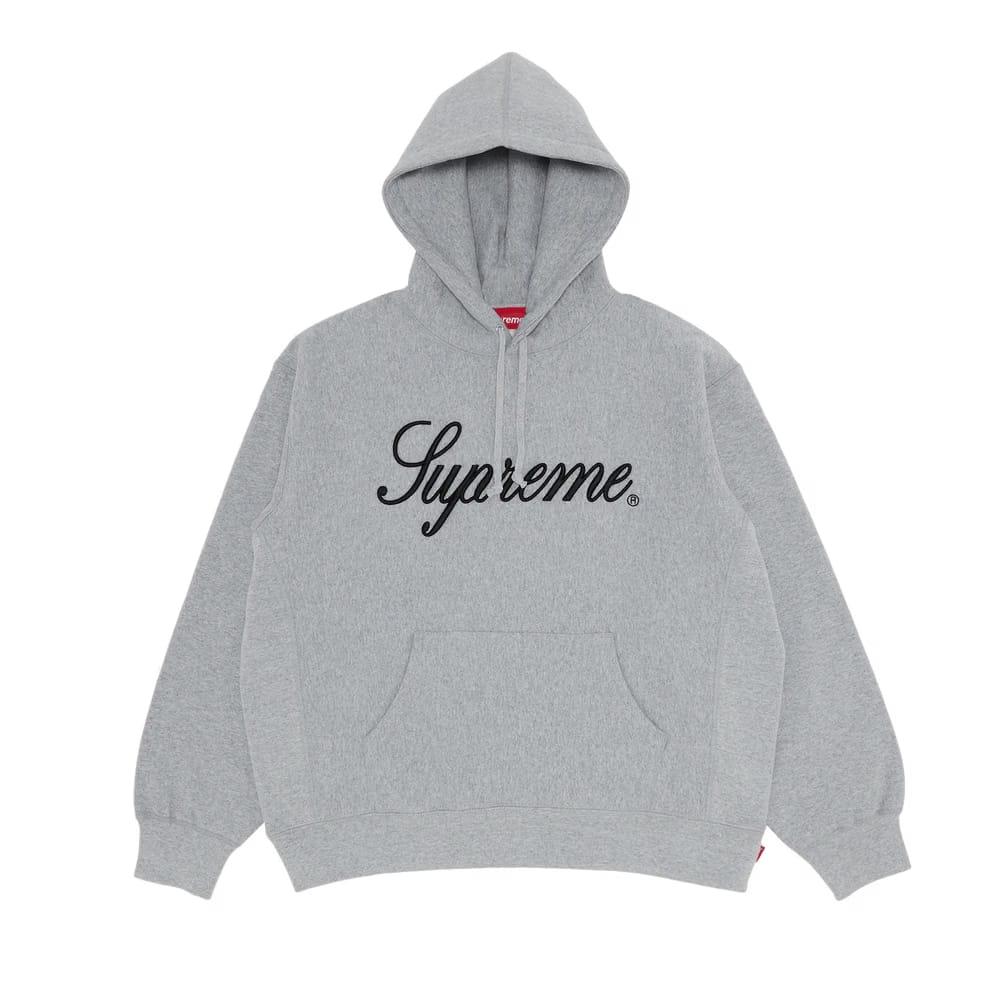 Supreme Raised Script Hoodie Heather Grey