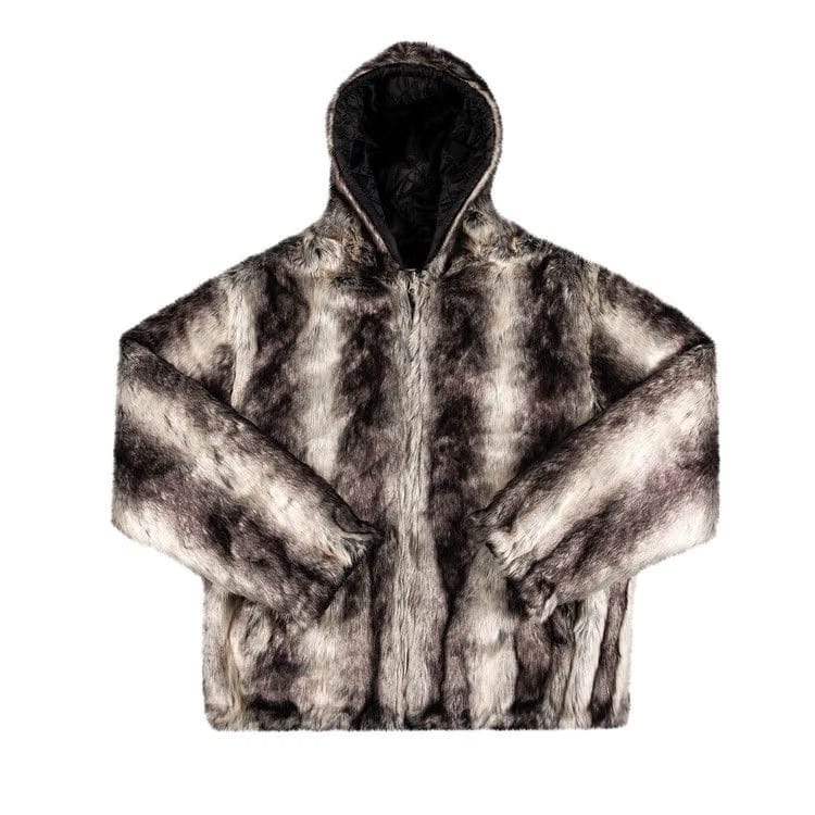 Supreme Faux Fur Reversible Hooded Jacket Black