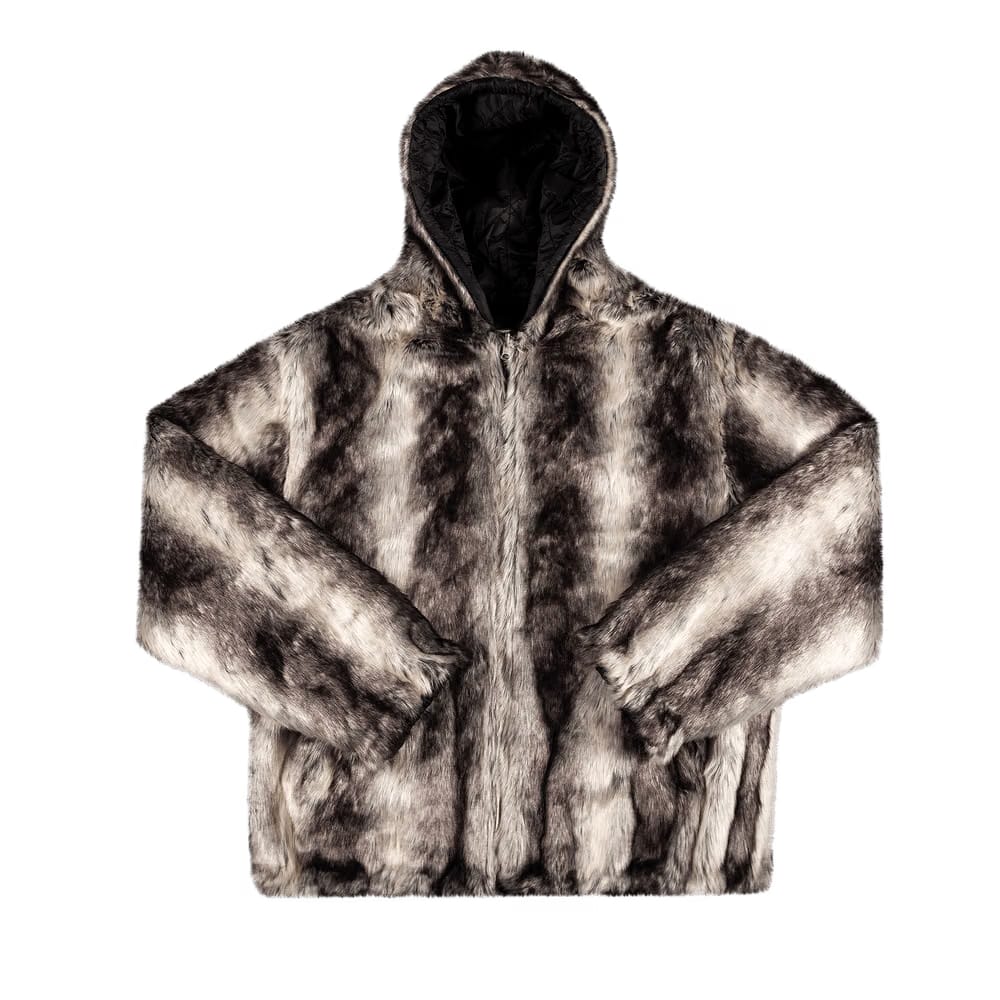 Supreme Faux Fur Reversible Hooded Jacket Black