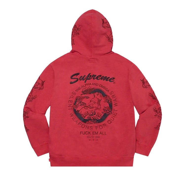 Supreme Dragon Overdyed Hoodie Red