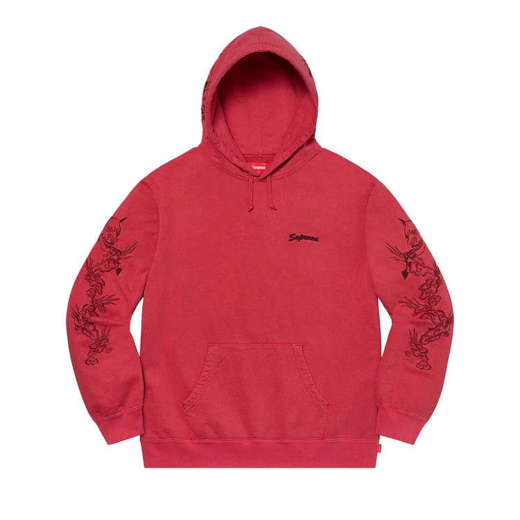 Supreme Dragon Overdyed Hoodie Red