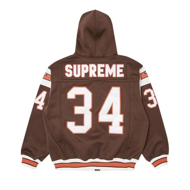 Supreme Football Zip Up Hoodie Brown
