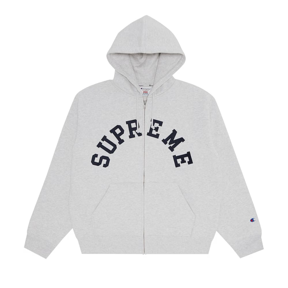 Supreme x Champion Zip Up Hoodie Ash Grey