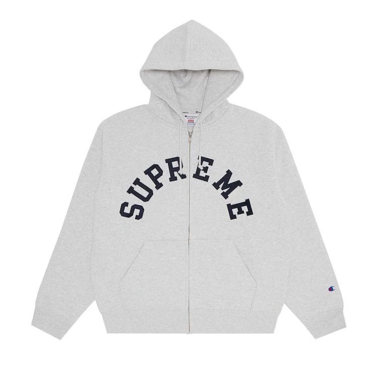 Supreme x Champion Zip Up Hoodie Ash Grey