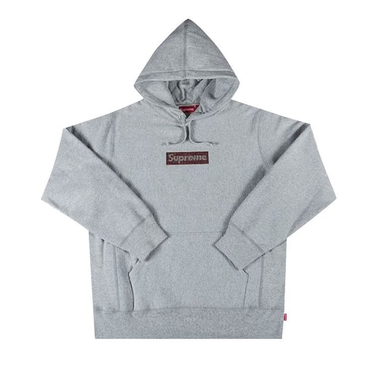 Supreme x Swarovski Box Logo Hoodie Heather Grey