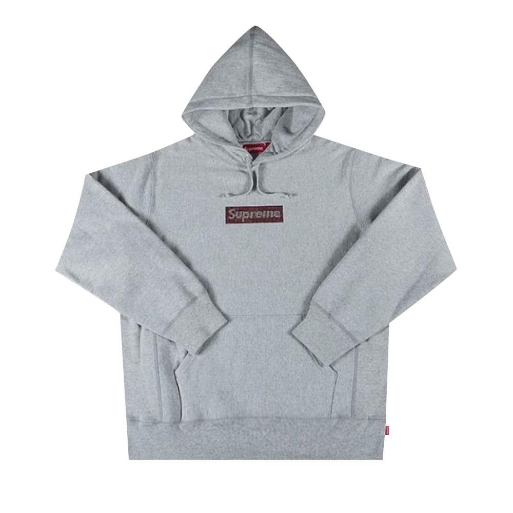 Supreme x Swarovski Box Logo Hoodie Heather Grey