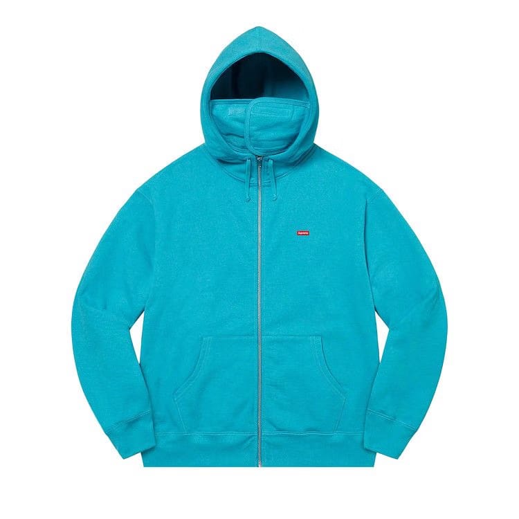 Supreme Small Box Facemask Zip Up Hoodie Cyan