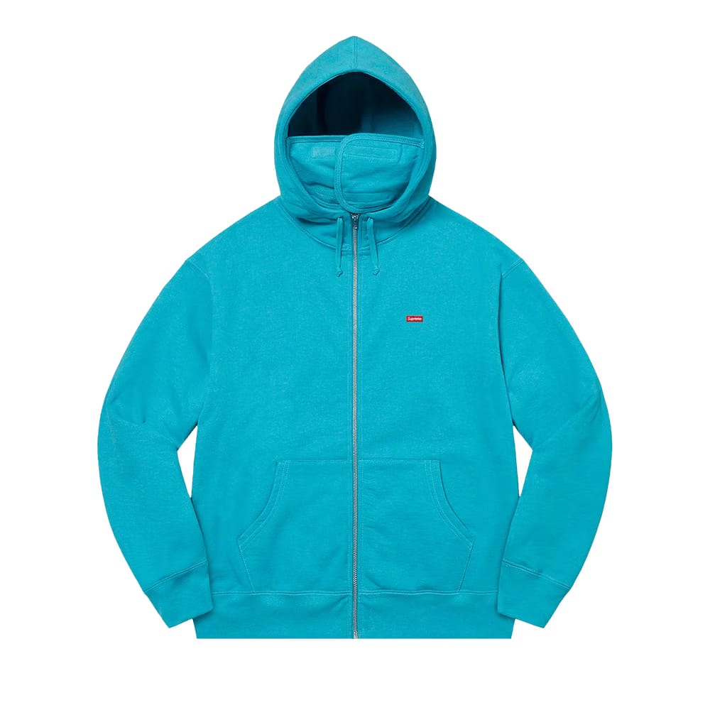 Supreme Small Box Facemask Zip Up Hoodie Cyan