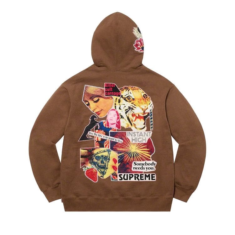 Supreme Instant High Patches Hoodie Brown