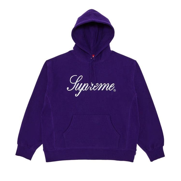 Supreme Embroidered Script Hoodie Purple