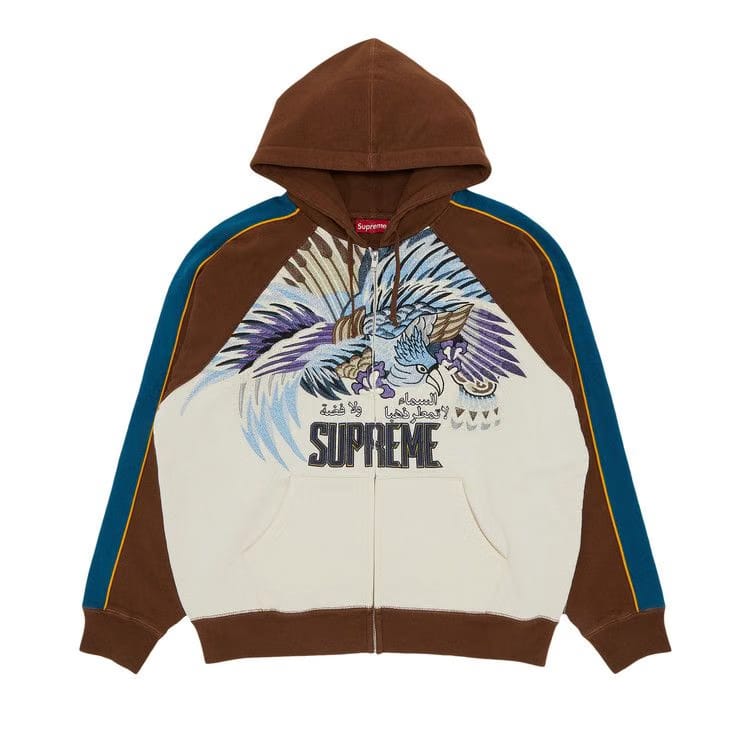 Supreme Falcon Raglan Zip Up Hoodie Natural