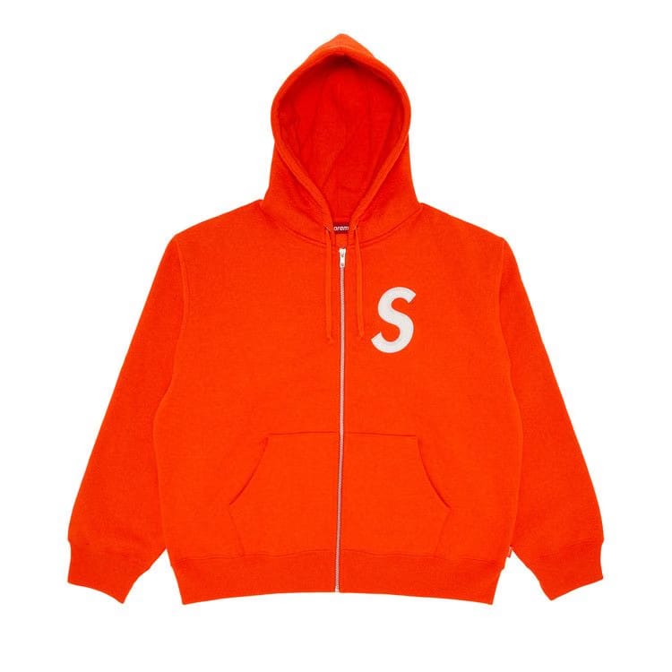Supreme S Logo Zip Up Hoodie Bright Orange
