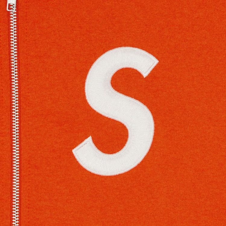 Supreme S Logo Zip Up Hoodie Bright Orange