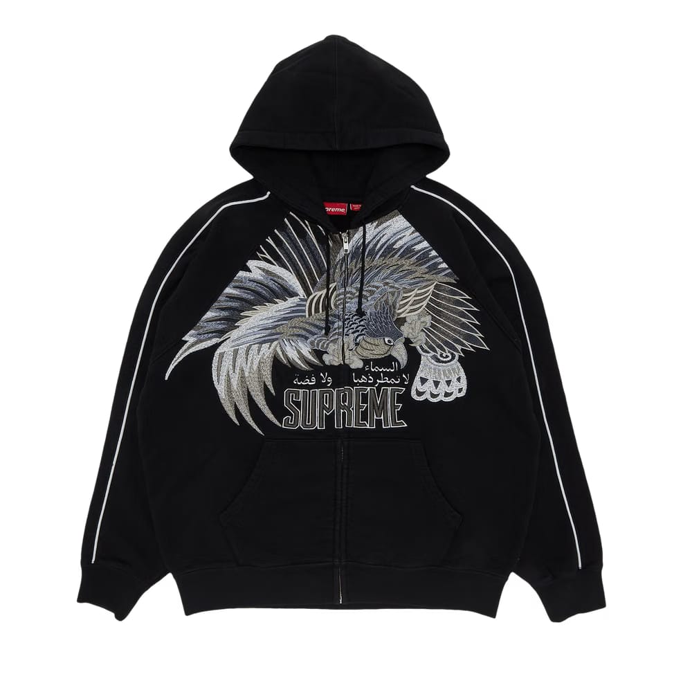 Supreme Falcon Raglan Zip Up Hoodie Black