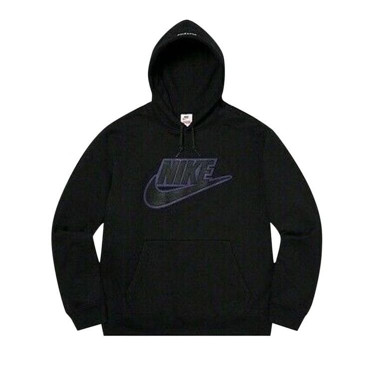 Supreme x Nike Leather Appliqué Hoodie Black