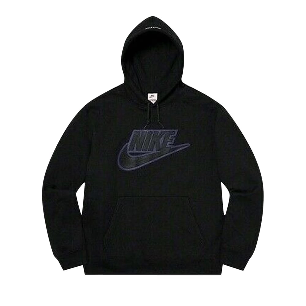 Supreme x Nike Leather Appliqué Hoodie Black