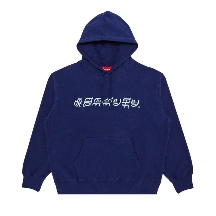 Supreme Blackletter Hoodie Washed Navy