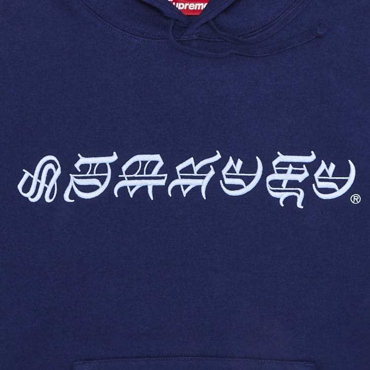 Supreme Blackletter Hoodie Washed Navy
