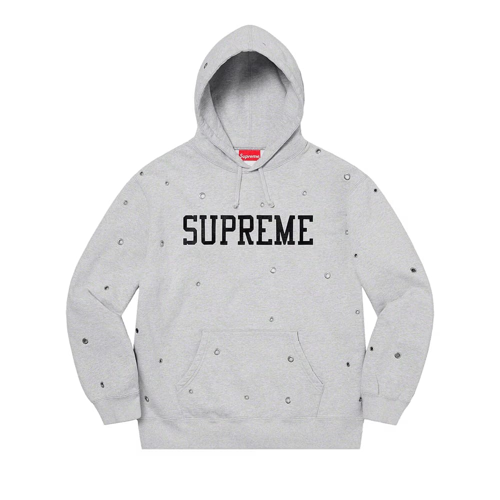 Supreme Eyelet Hoodie Heather Grey
