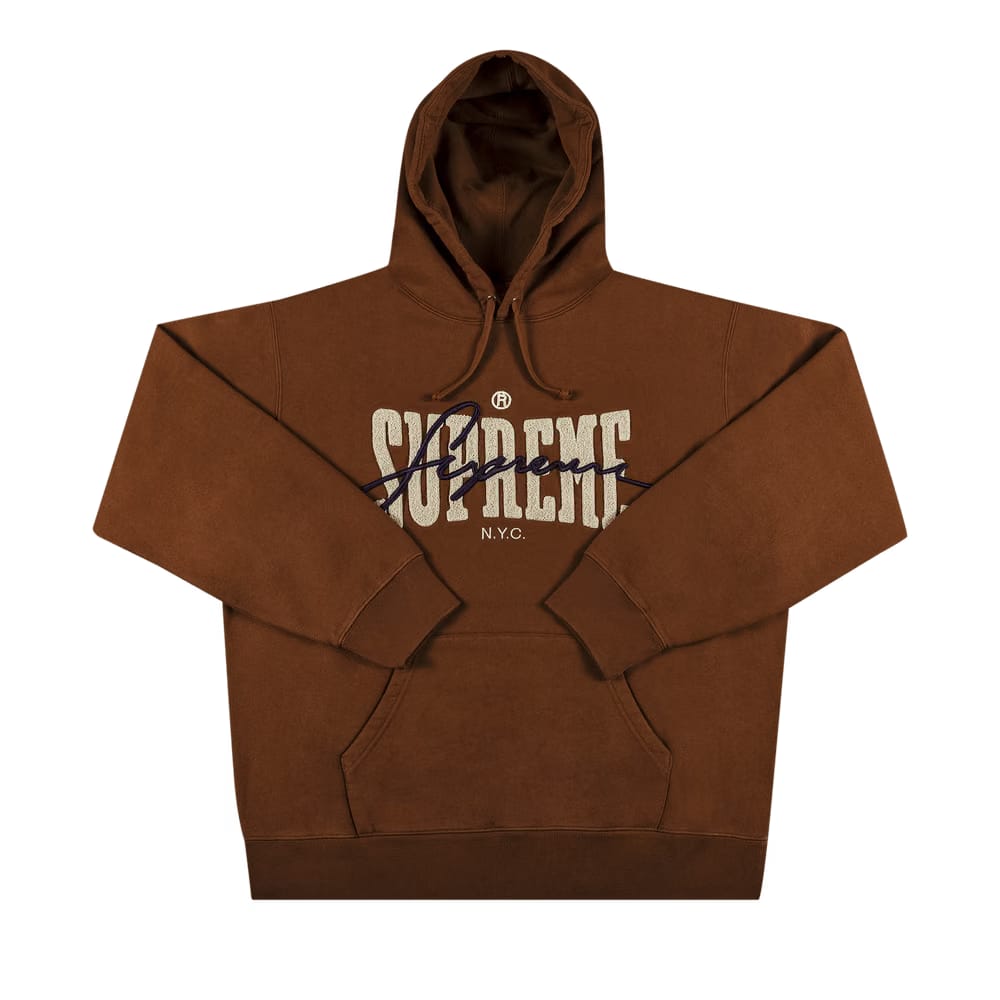 Supreme Embroidered Chenille Hoodie Brown