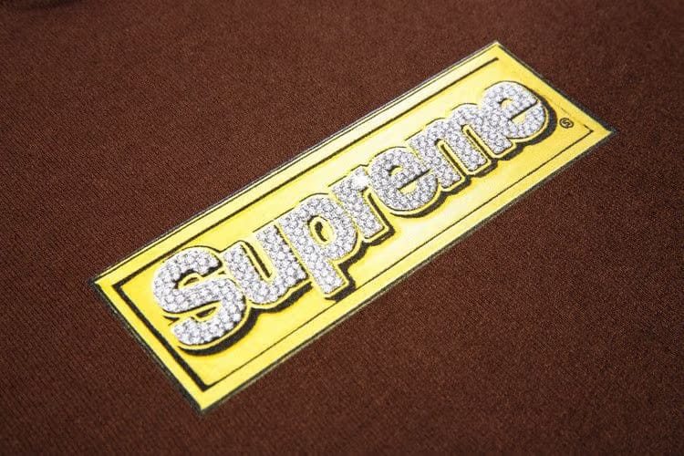 Supreme Bling Box Logo Hoodie Dark Brown