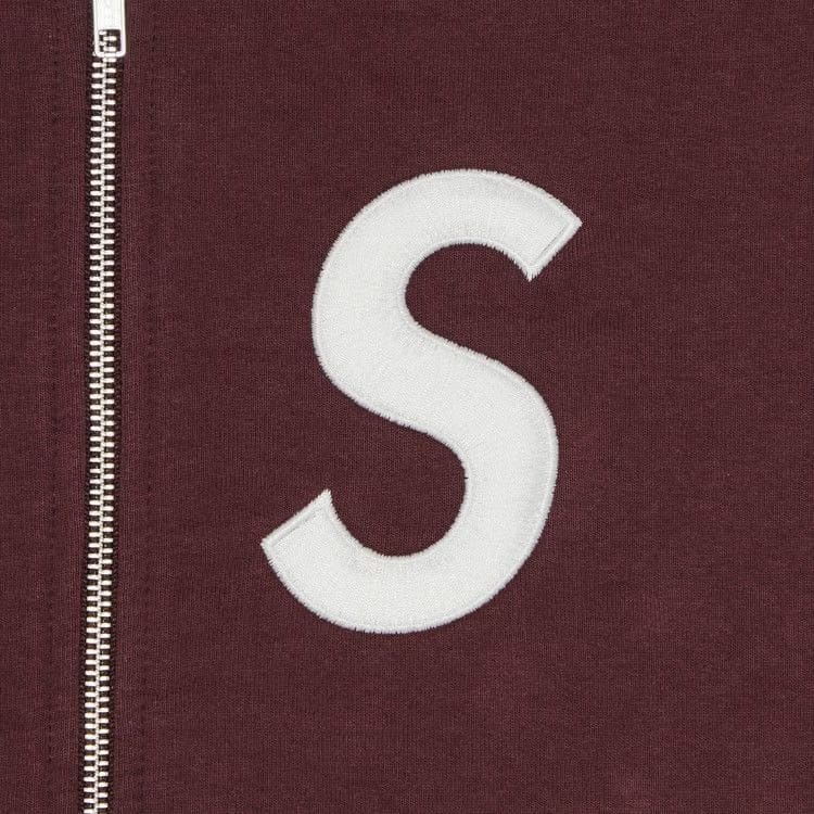 Supreme S Logo Zip Up Hoodie Maroon