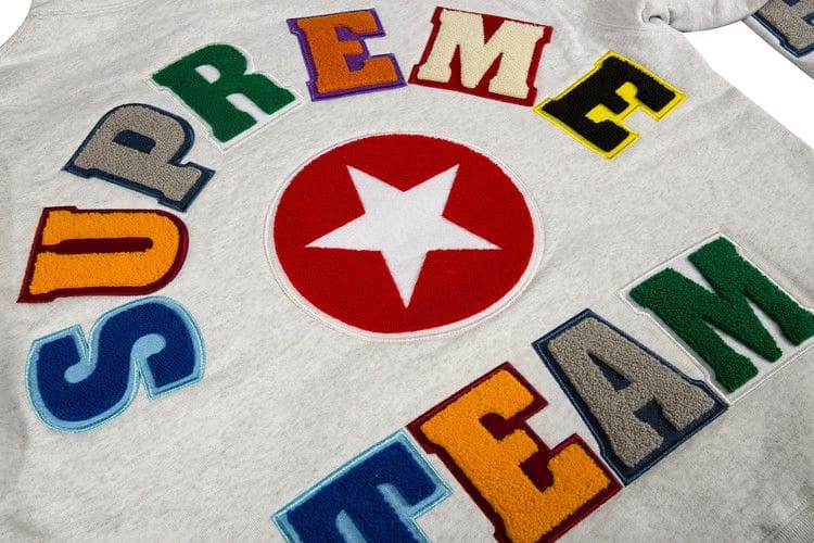 Supreme Team Chenille Hoodie Ash Grey