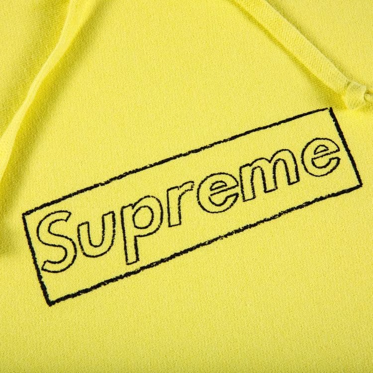 Supreme x KAWS Chalk Logo Hoodie Light Lemon