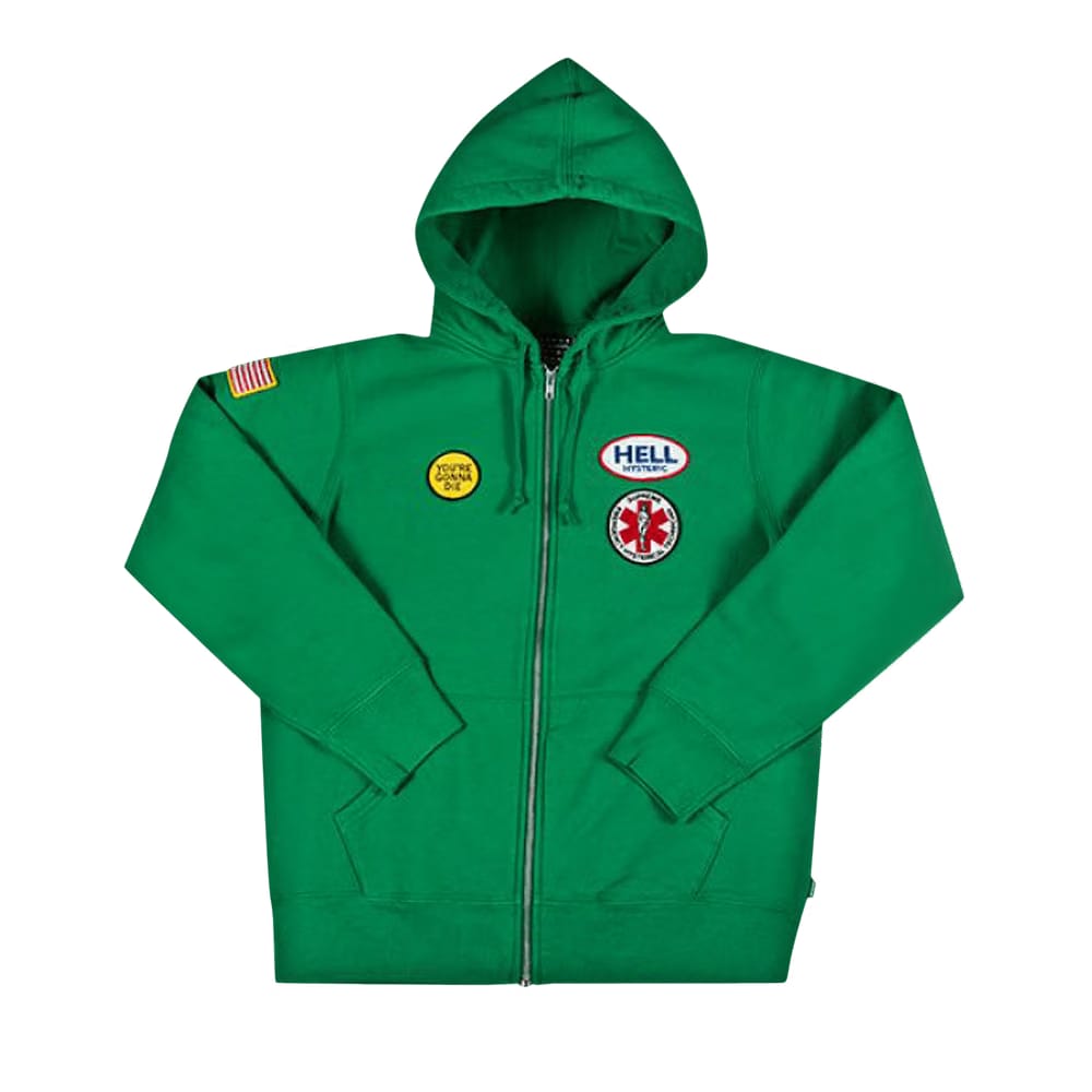 Supreme Hysteric Glamour Patches Zip Up Sweatshirt Green