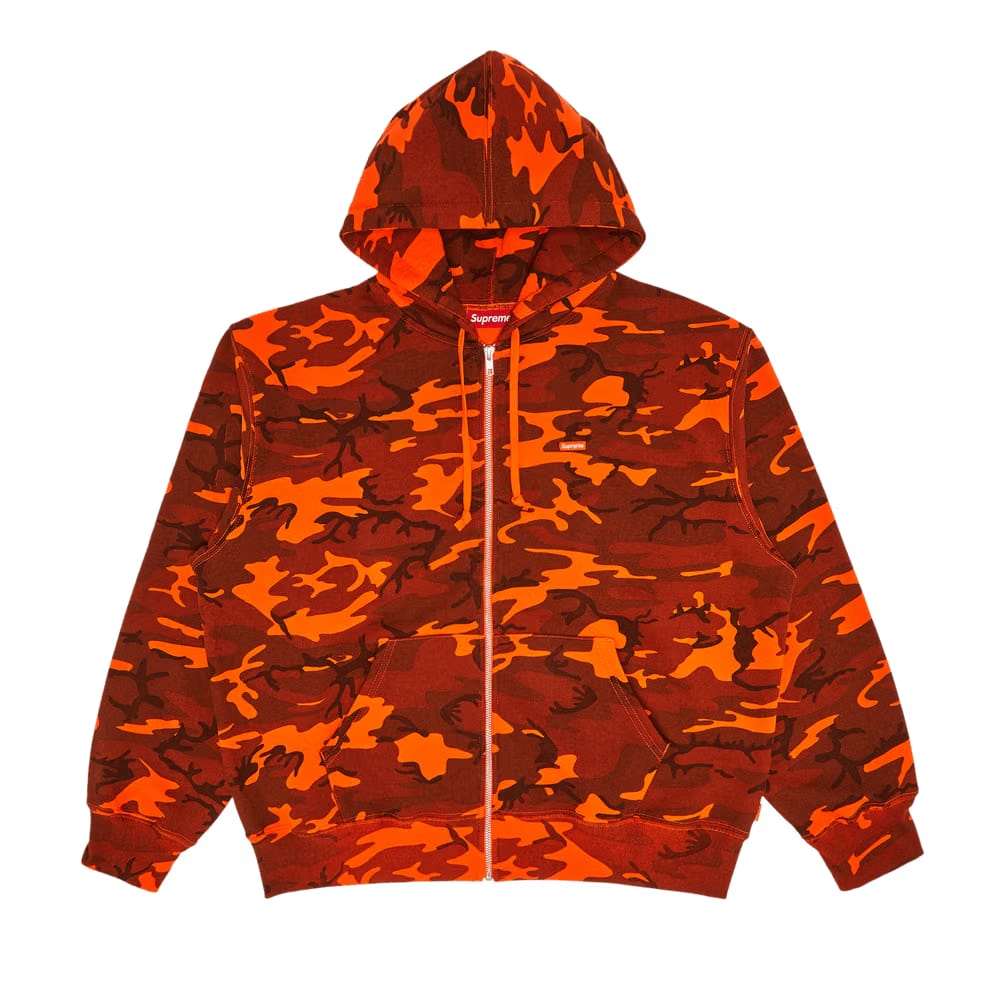 Supreme Small Box Zip Up Hoodie Bright Orange Camo