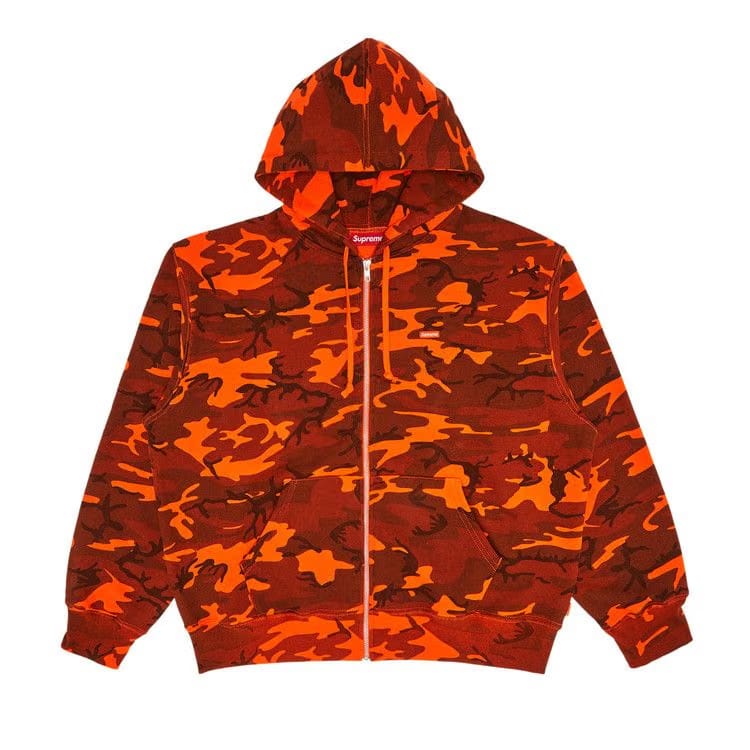 Supreme Small Box Zip Up Hoodie Bright Orange Camo